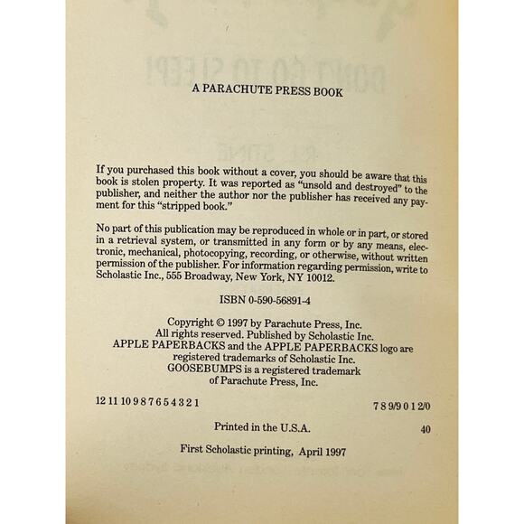 Goosebumps Ser. #54: Don't Go To Sleep! Paperback Book by R. L. Stine 1997 - Picture 3 of 7